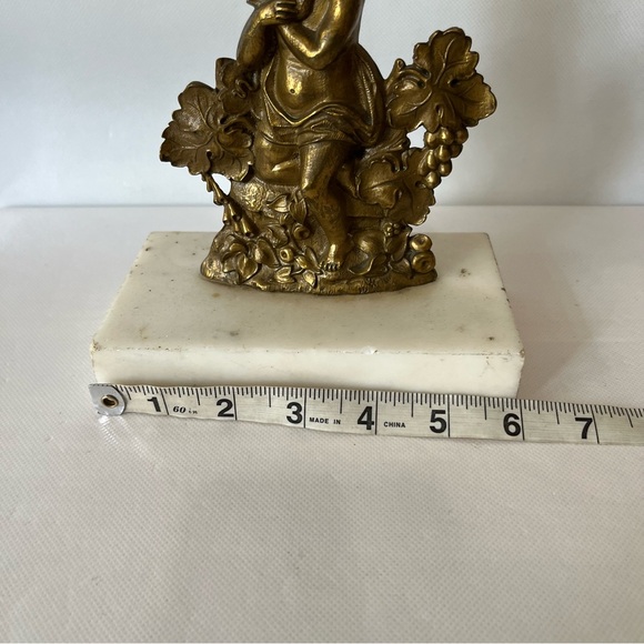 Antique Brass Cherub Baby Candelabra Marble Base Victorian - Picture 7 of 10